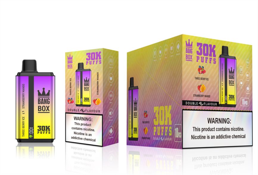 Bang Box Vape - Bang Box 30 000 ťahov s dvoma príchuťami F0440667 tri bobule ľad a jahoda mango