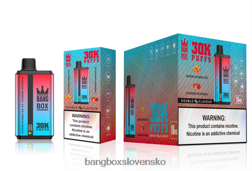Bang Box Vape Cena - Bang Box 30 000 ťahov s dvoma príchuťami F0440668 melónová žuvačka a jahodový melón