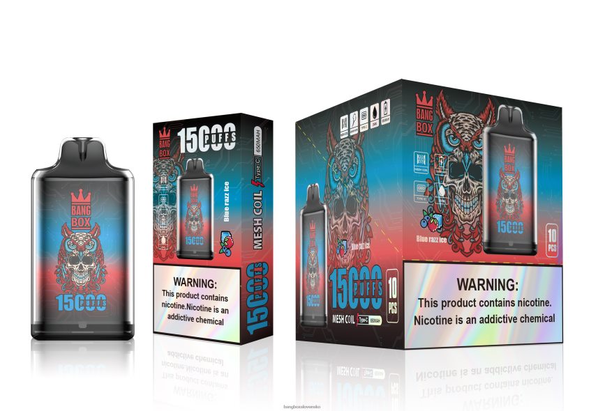 Bang Box Vape Cena - Bang Box s1-15000 potiahnutí F04406108 modrý razz ľad