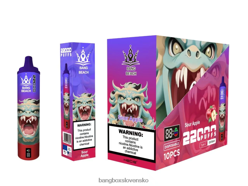 Bang Box Vape Cena - Bang Beach Inteligentná obrazovka s 22 000 ťahmi F0440613 kyslé jablko